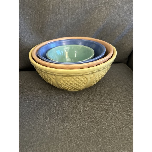 Vintage Ransbottom Robinson Pottery RRP Wave Mixing Bowls Nesting Set of 4 Rare